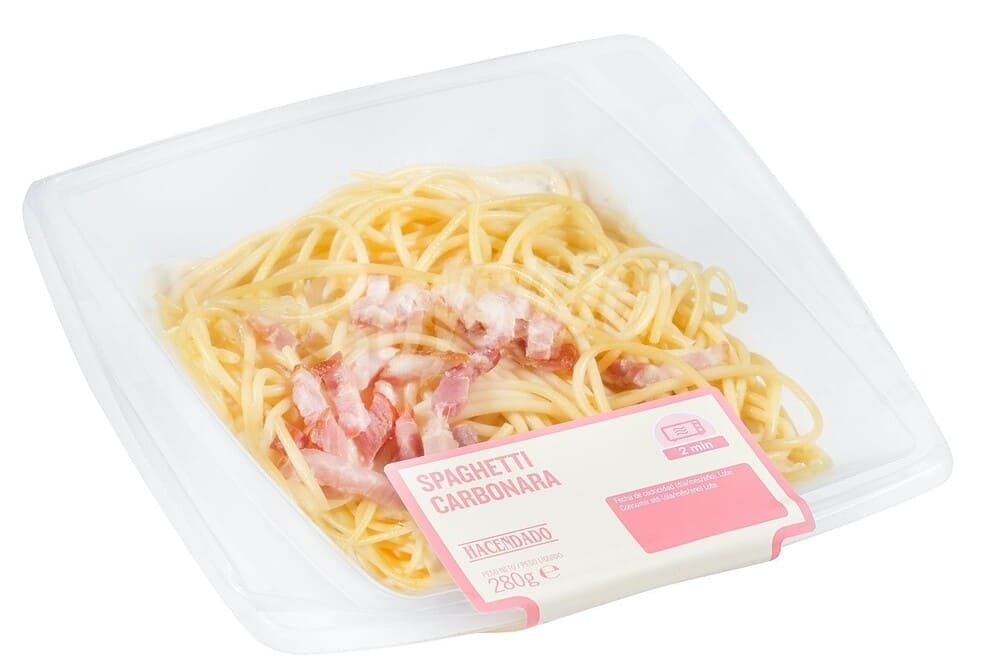 Spaghetti con salsa carbonara Hacendado
