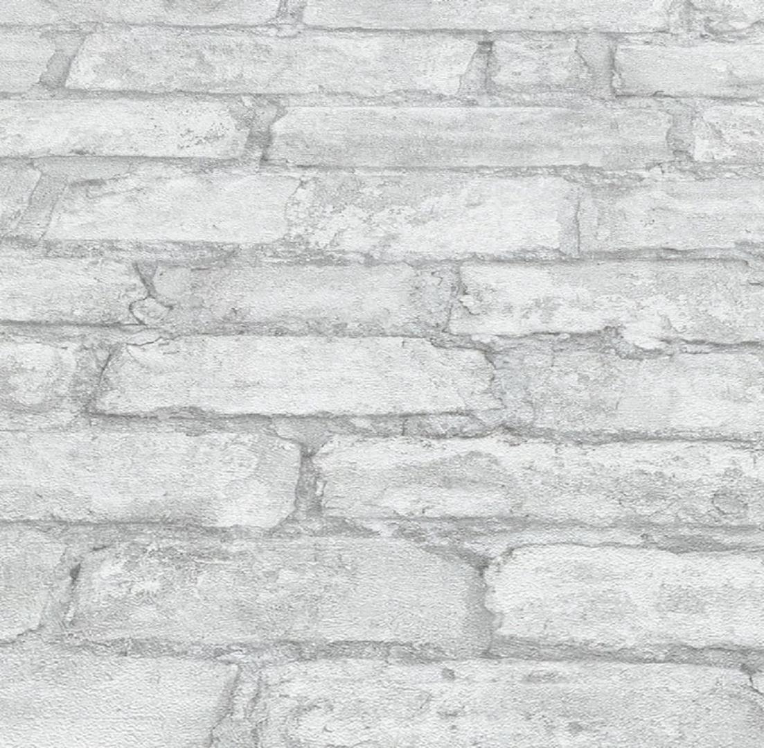 Papel pintado vinílico piedra ladrillo gris