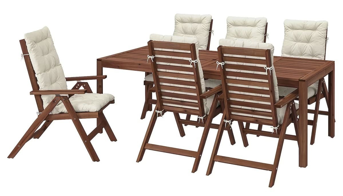 Mesa con 6 sillas reclinables ext   ÄPPLARÖ