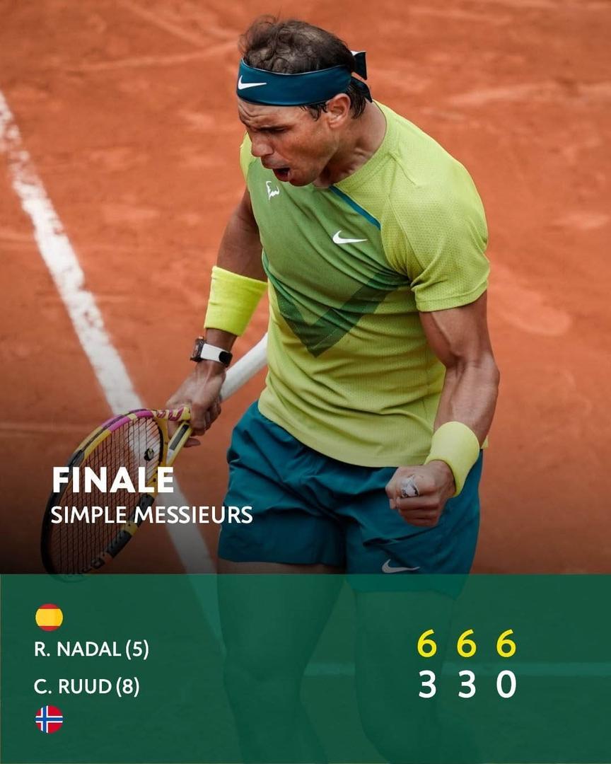 Rafa Nadal vence en la final de Roalnd Garros a Casper Ruud en tres sets