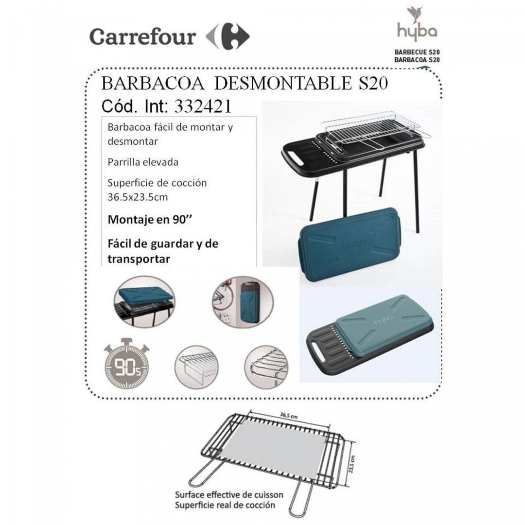 Barbacoa de carbón y parrilla elevada desmontable de la firma Hyba