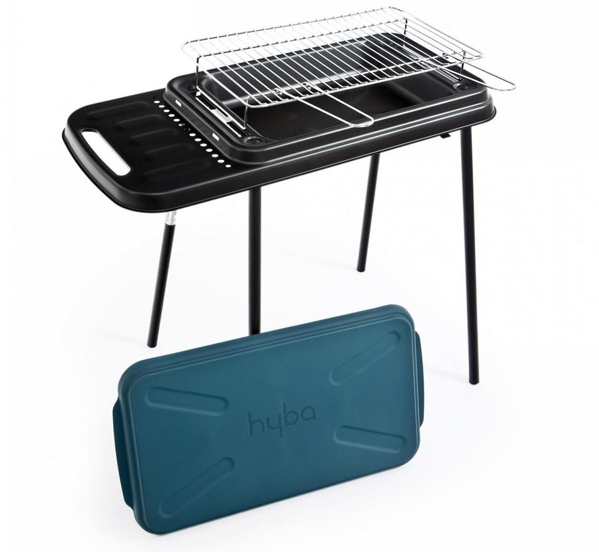 Barbacoa de carbón y parrilla elevada desmontable de la firma Hyba