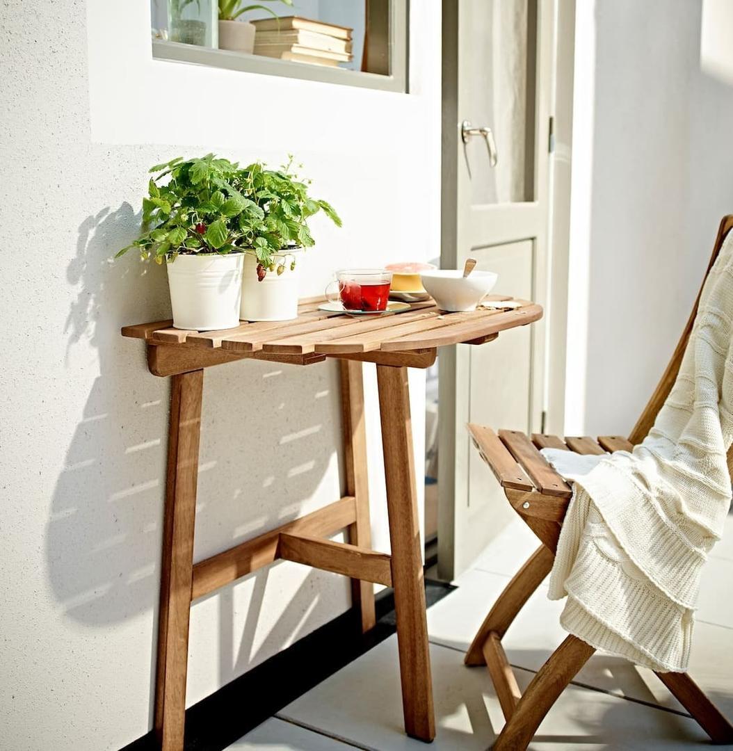 Mesa pared ext, plegable tinte marrón claro ASKHOLMEN