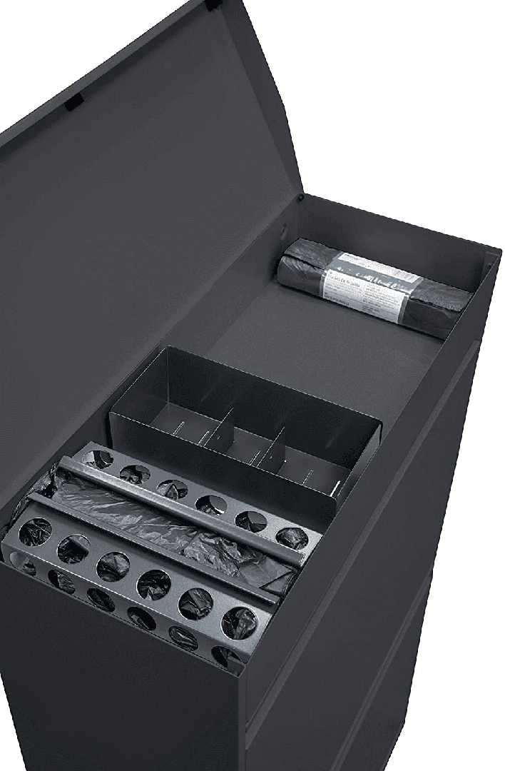 cubo de basura y reciclaje de acero de 4 cubos de Arregui