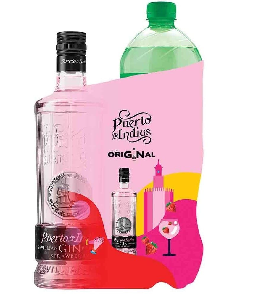 Ginebra Puerto de Indias con sabor a fresa + 7UP