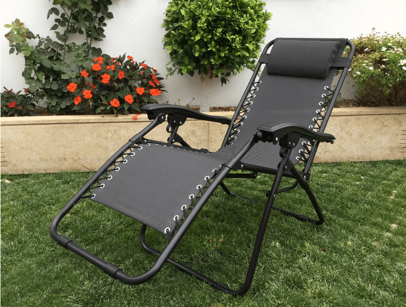 Tumbona de jardín plegable San Remo de acero negro