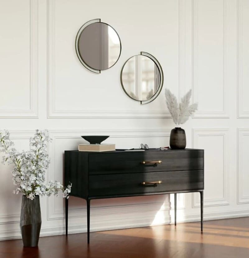 Espejo enmarcado redondo Elipse Gold