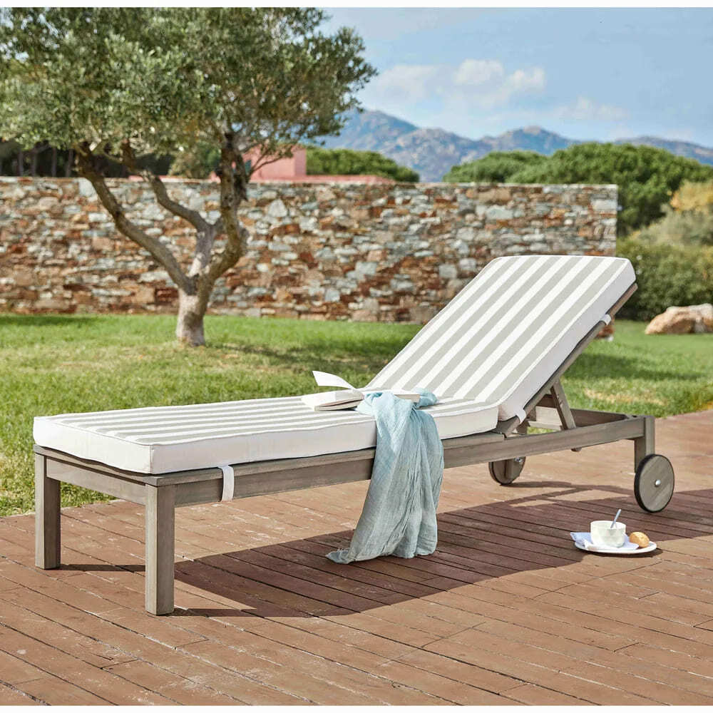 Colchoneta de tumbona a rayas blancas y beige ESCALE