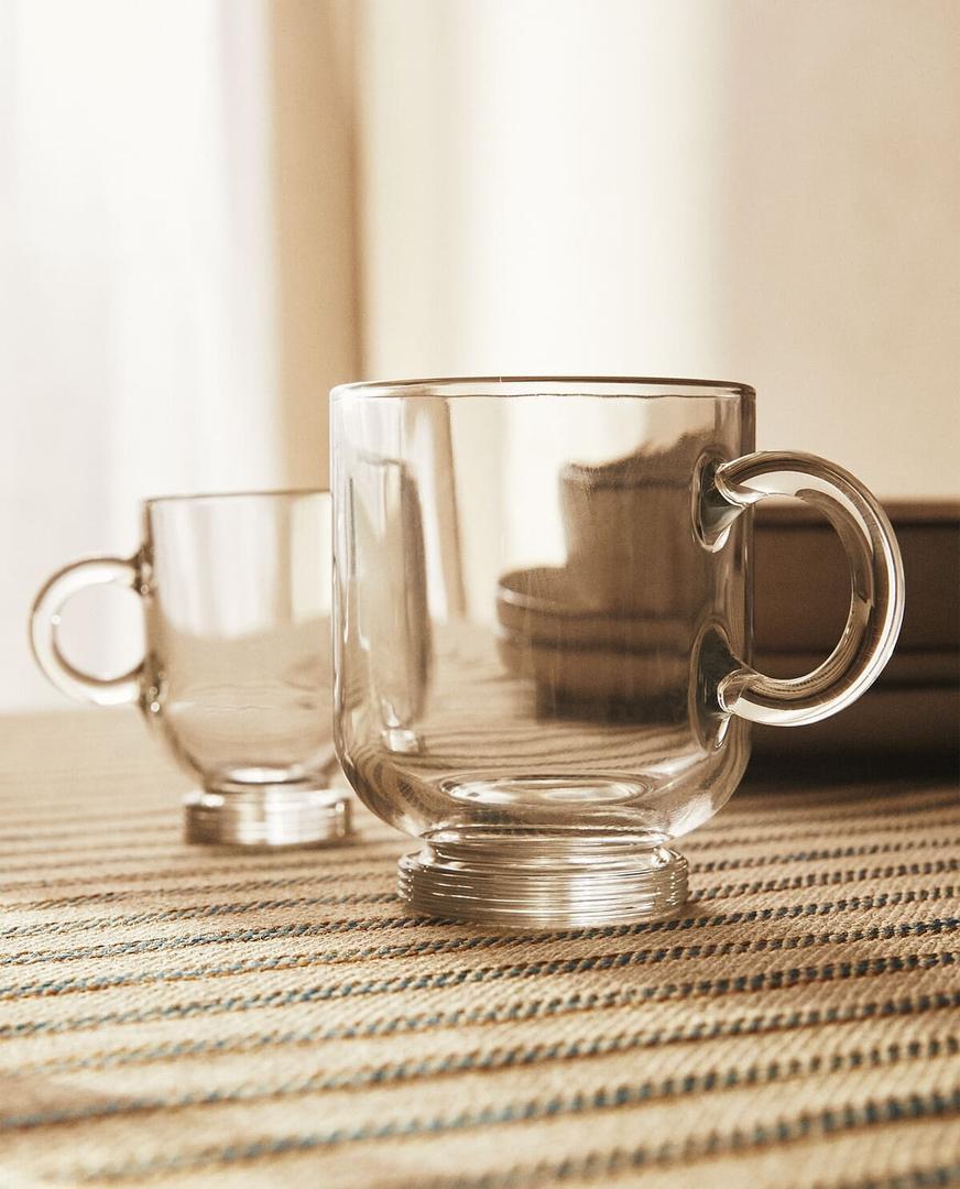 Taza de vidrio con forma ovalada para Capuccino