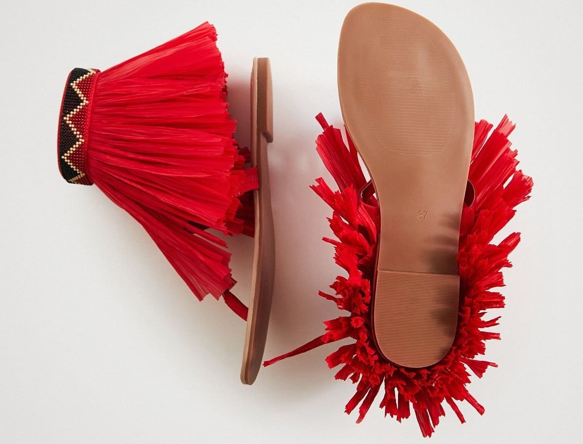 Sandalias de flecos de pana Stella Jean 