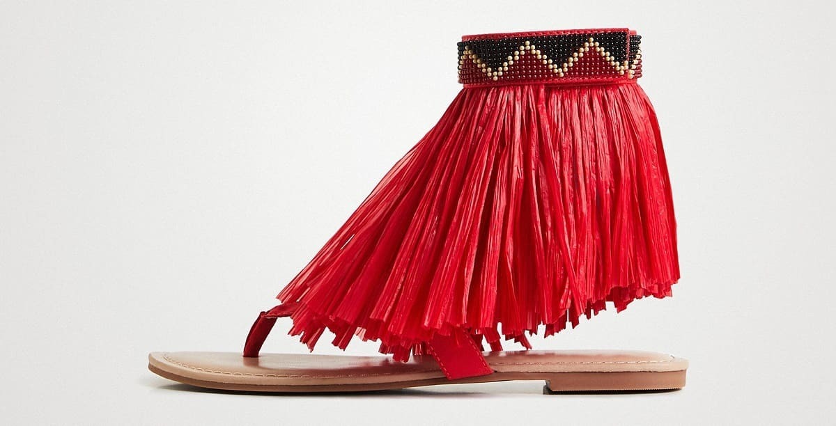 Sandalias de flecos de pana Stella Jean