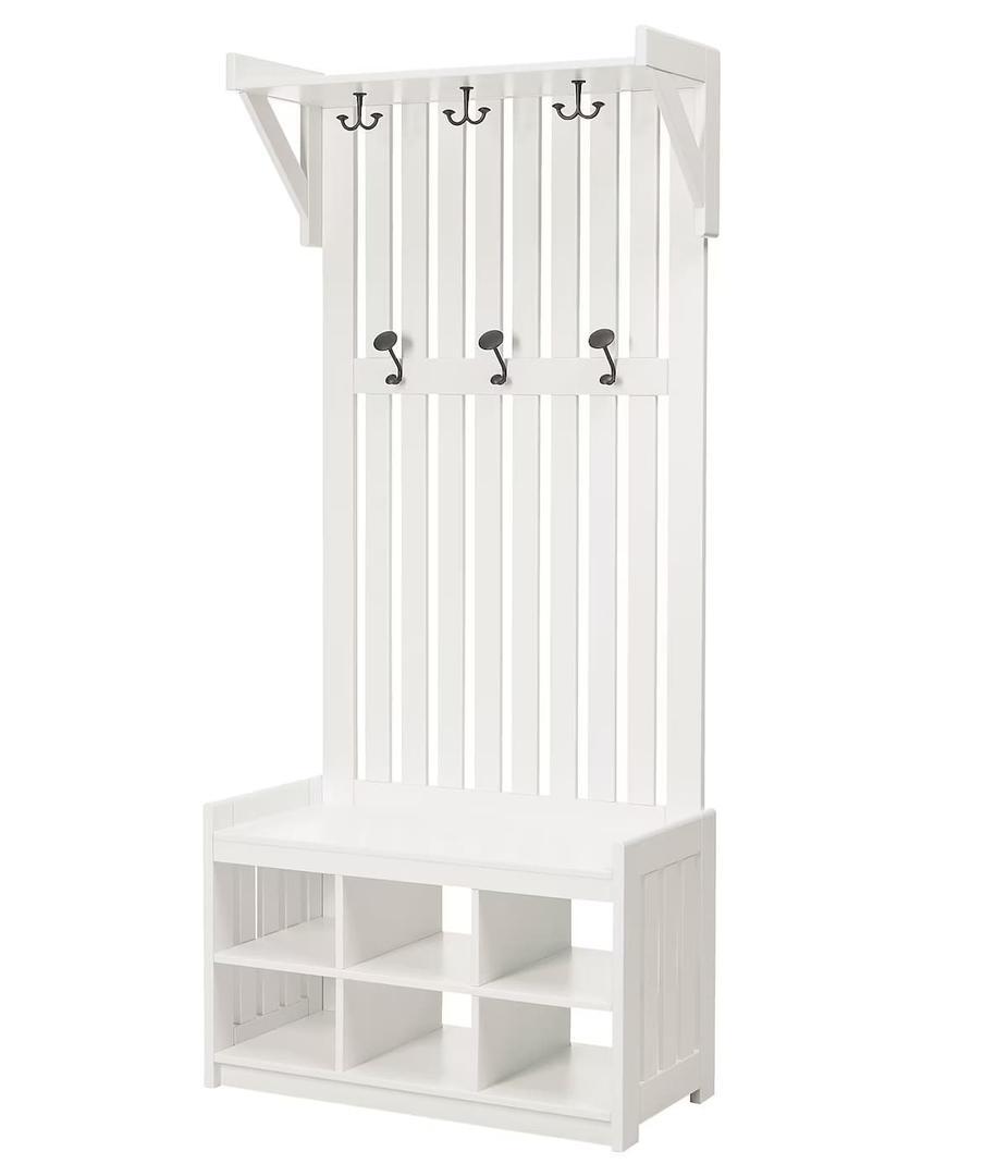 Perchero+banco zapatero, blanco PANGET