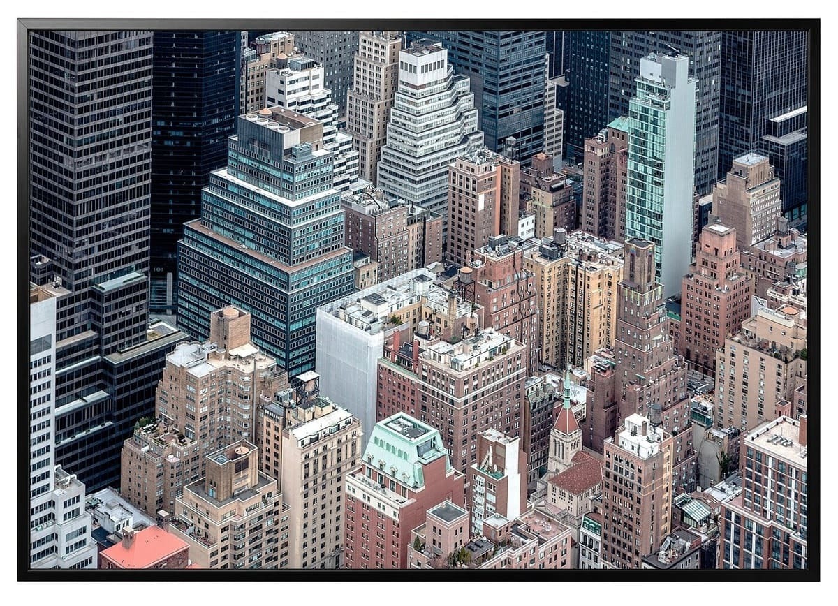 Imagen+marco, NY desde el cielo/negro BJÖRKSTA