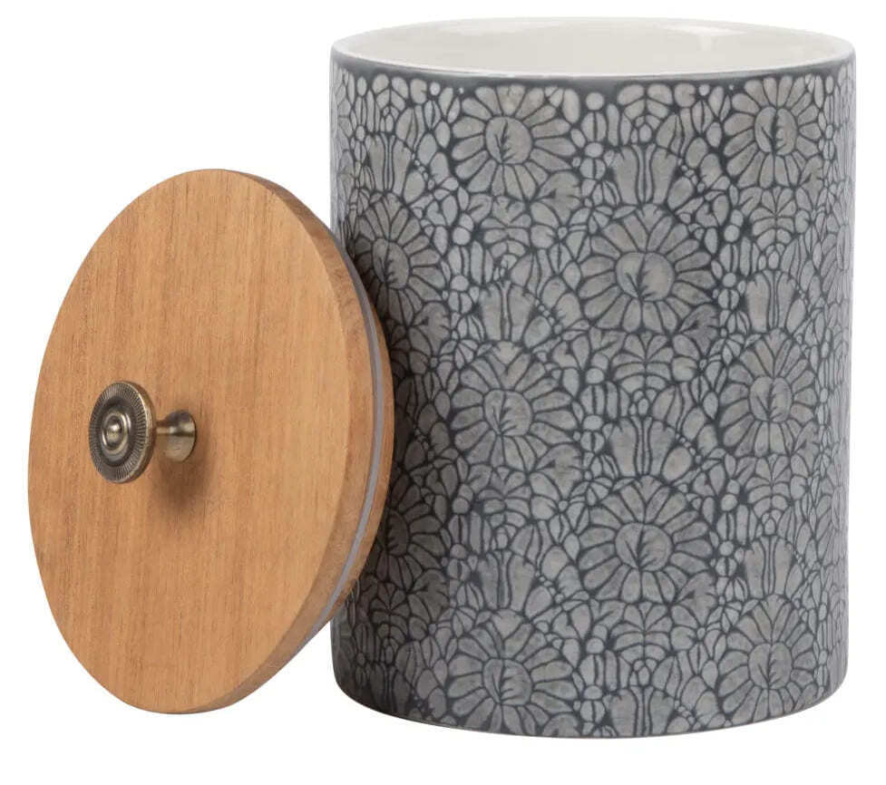 Frasco de loza con motivos gráficos