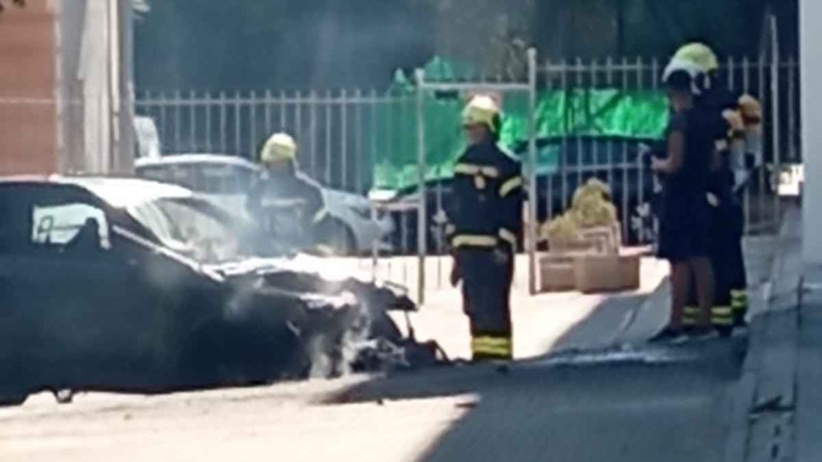 Coche calcinado en la Avenida Arquitecto José Vargas