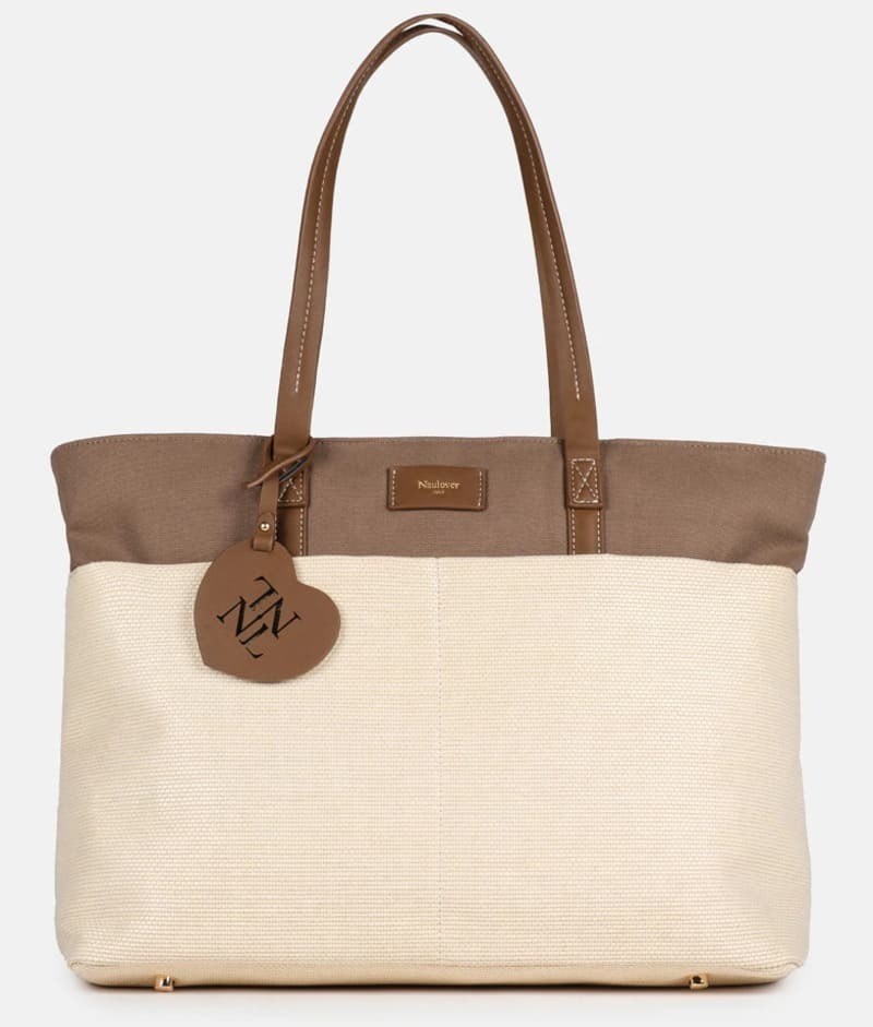 Capazo de rafia y algodón con varios bolsillos Naulover