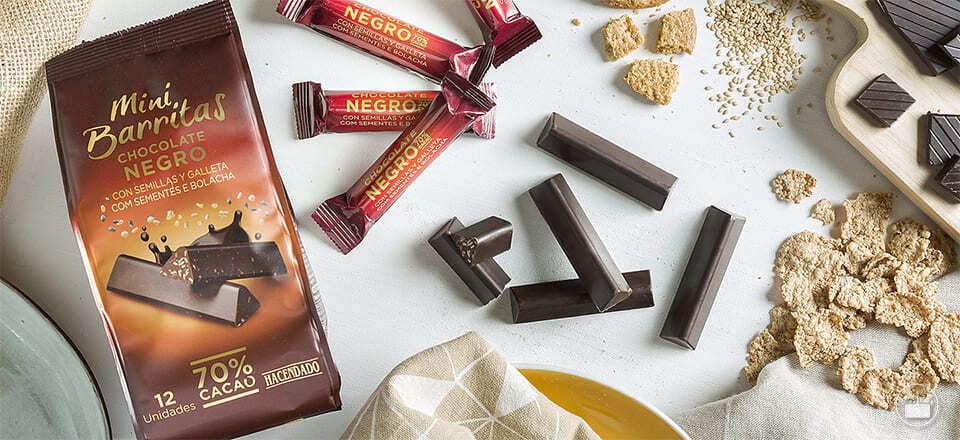 Barras de chocolate oscuro