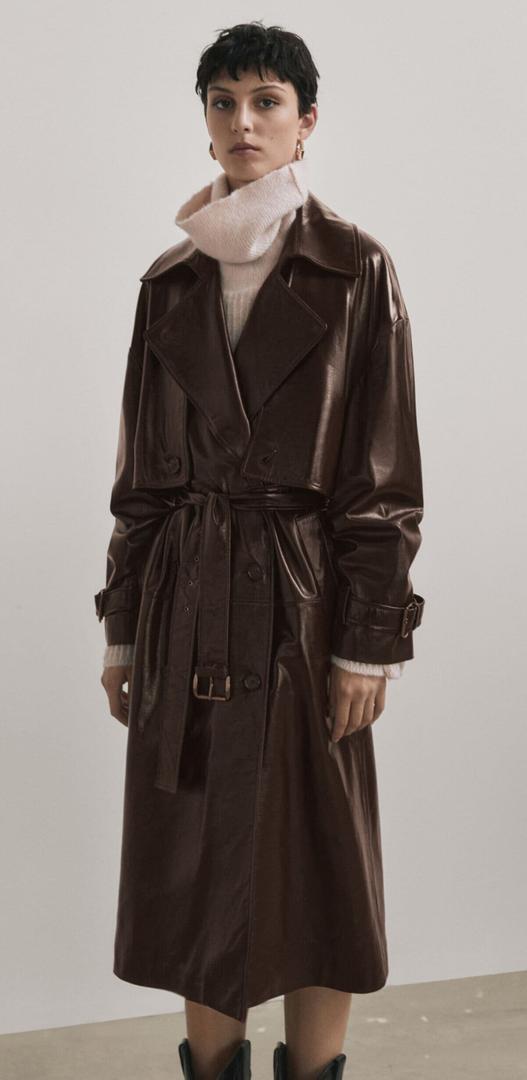 CHAQUETA TRENCH PIEL DETALLE SOLAPAS -STUDIO