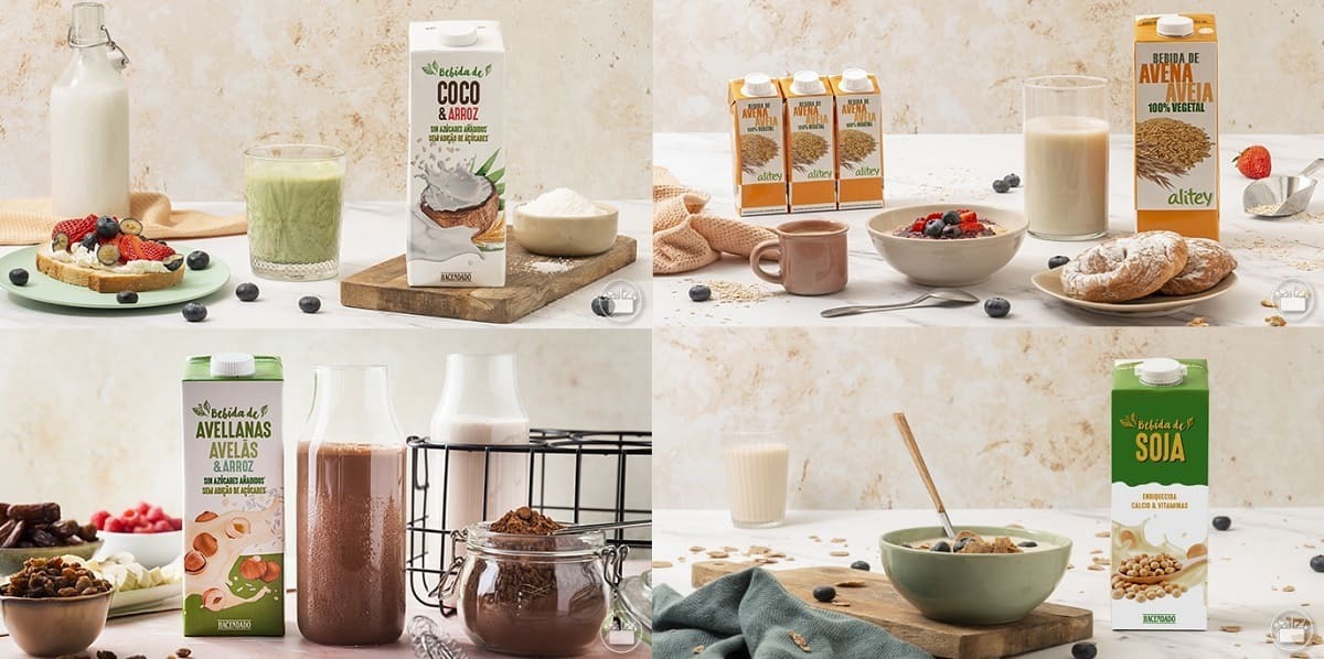 Diferentes bebidas veganas de Mercadona