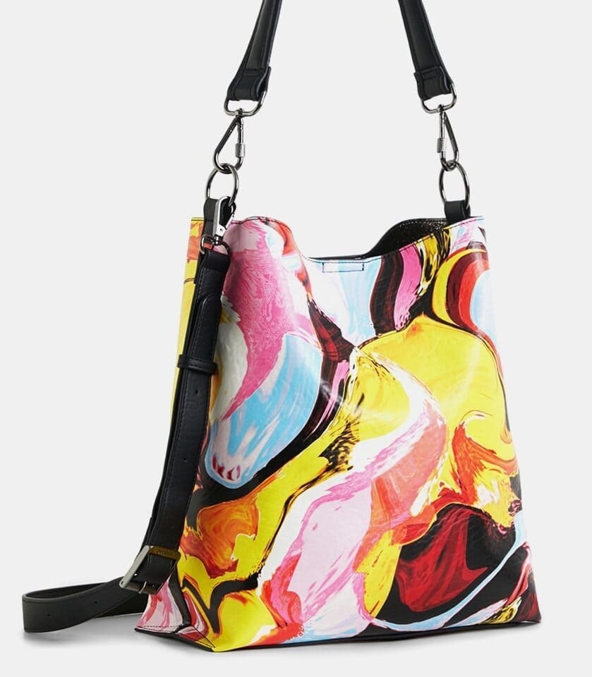Bolso de hombro estampado abstracto multicolor Desigual