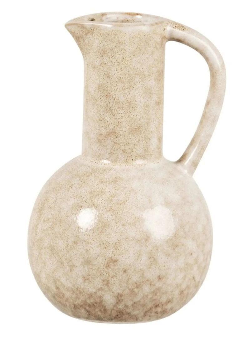 Jarrón de gres crema con asa