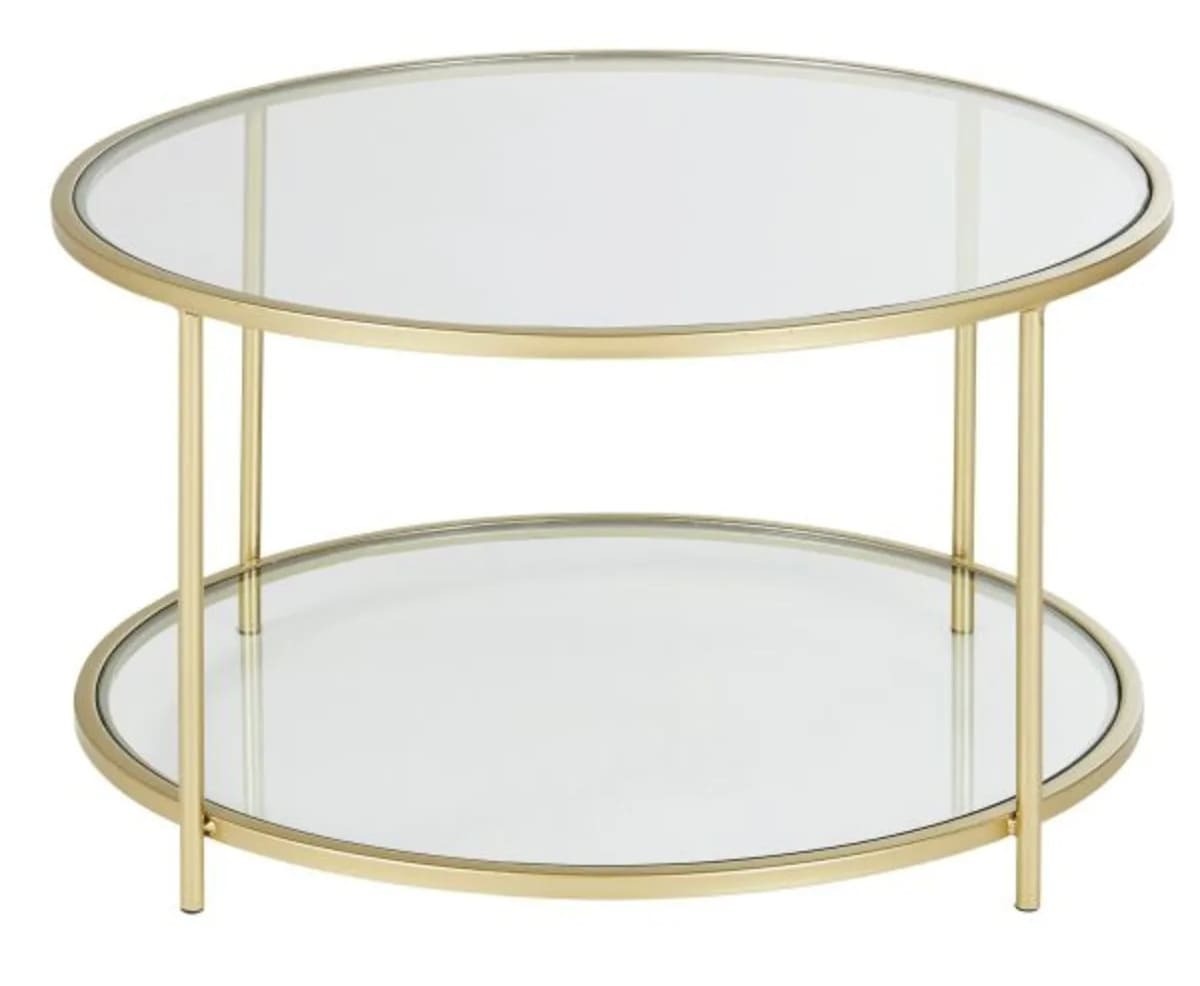 Mesa auxiliar de cristal y metal dorado DANILO