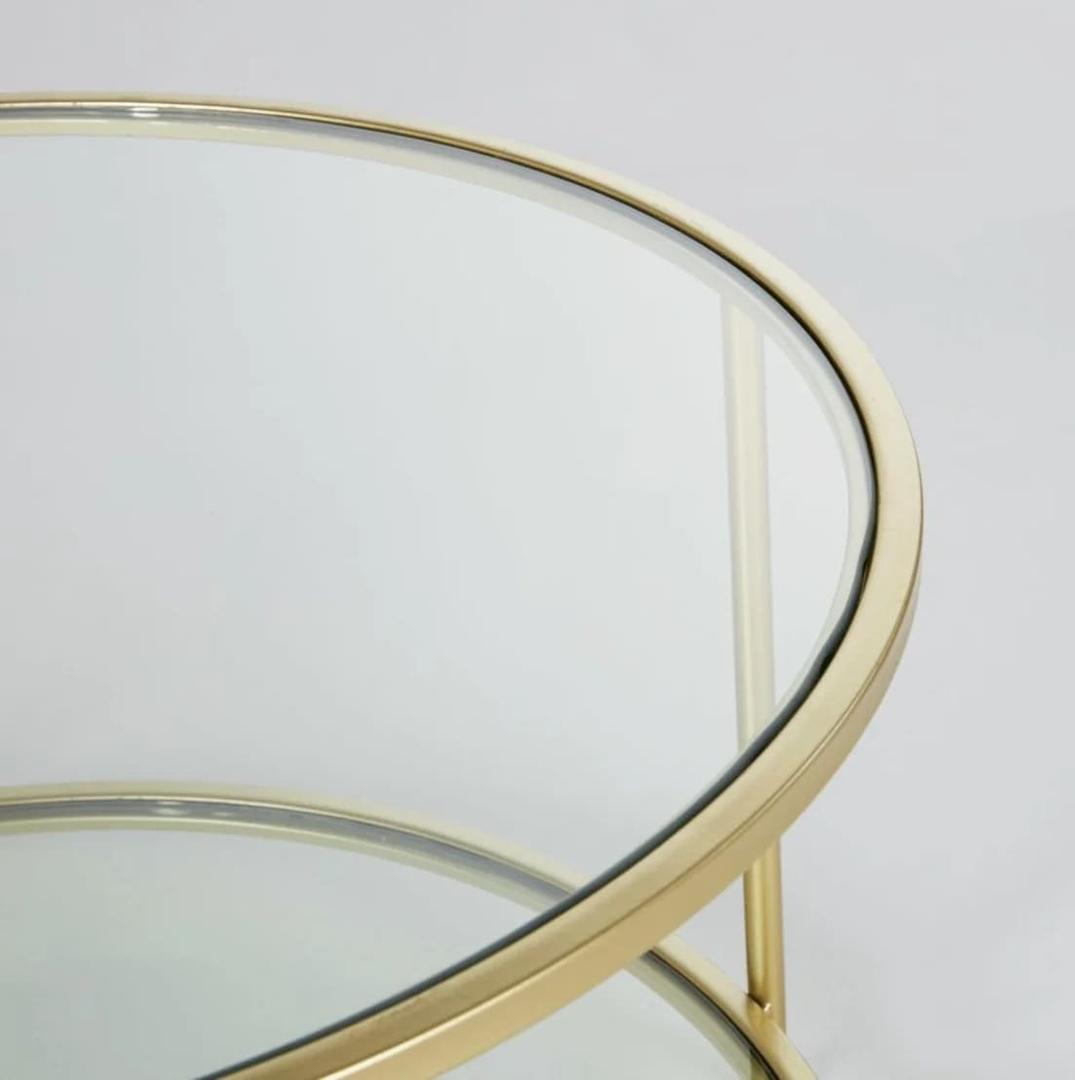 Mesa auxiliar de cristal y metal dorado DANILO