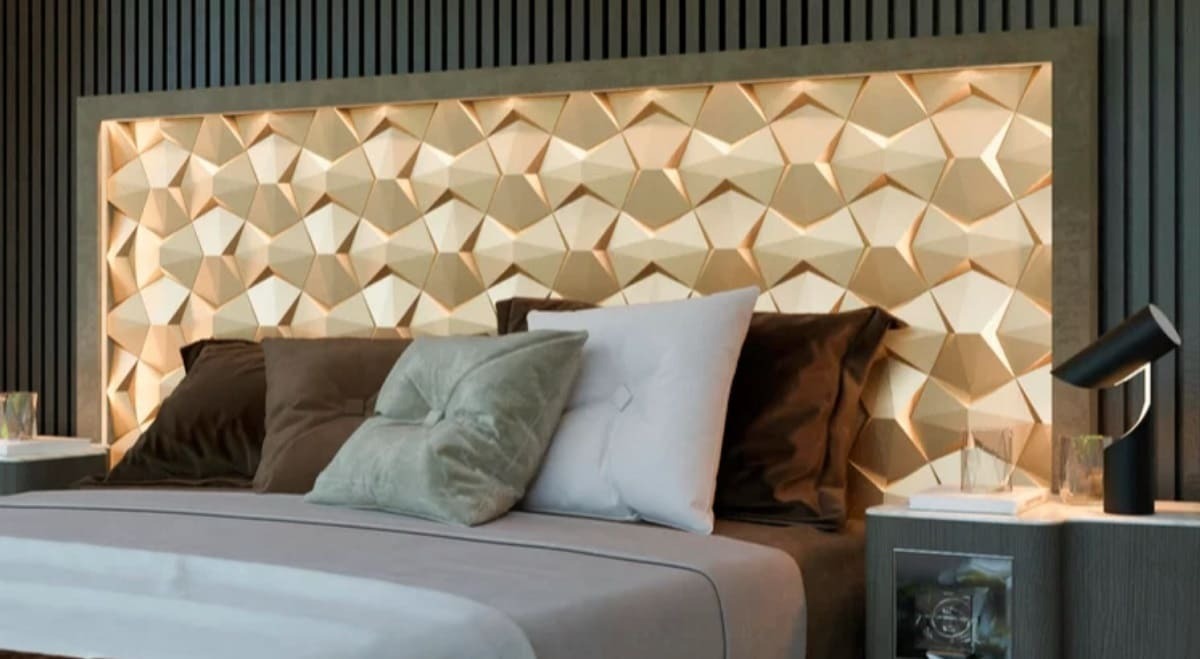 Cabecero de cama Sidney color oro efecto metalizado de Leroy Merlin