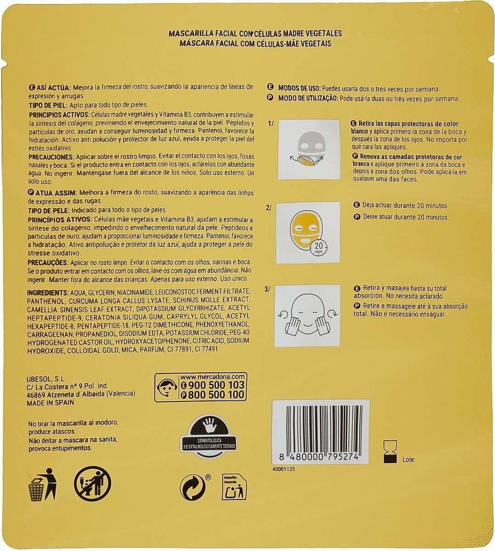 Mascarilla de oro y células madre de Deliplus