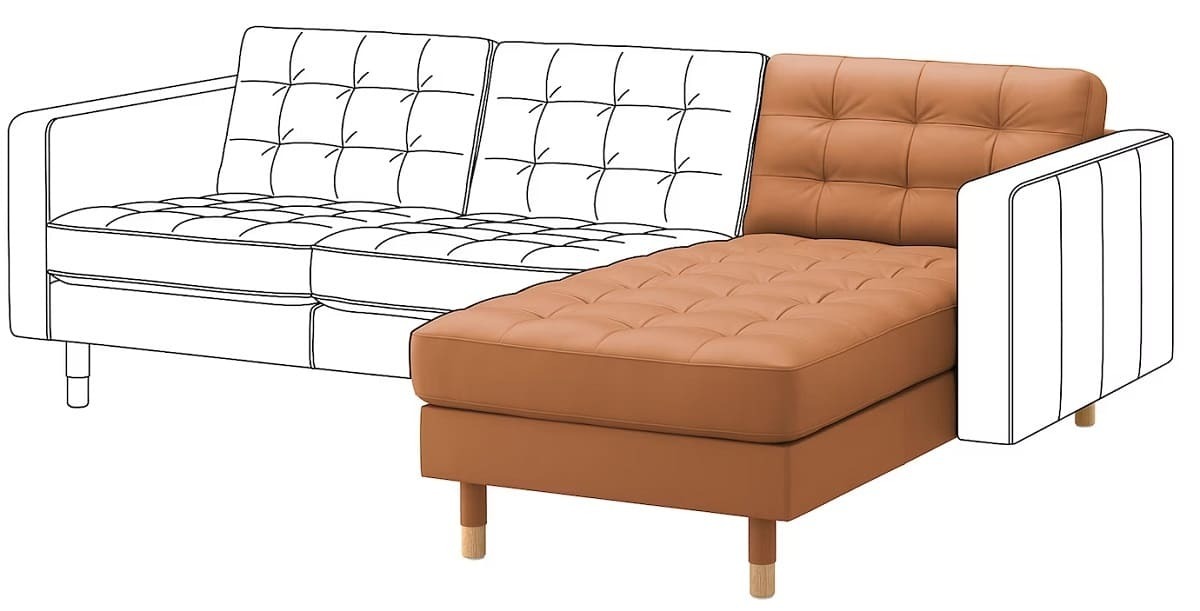 Módulo de sofá chaise longue de piel LANDSKRONA de Ikea