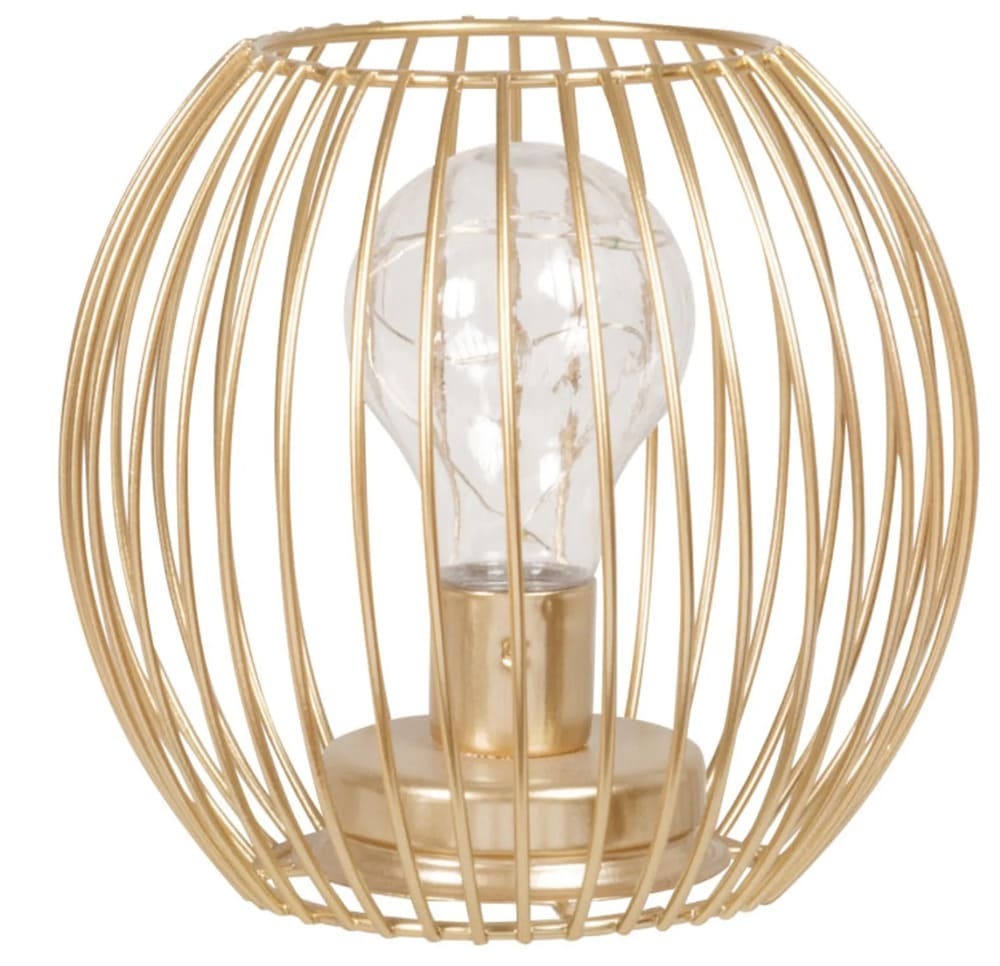 Lámpara con pantalla de rejilla dorada