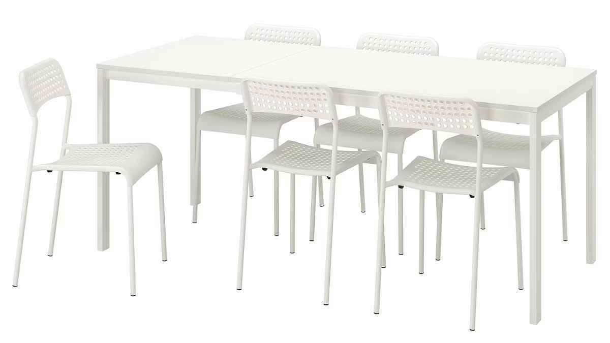 Mesa y 6 sillas, blanco/blanco VANGSTA / ADDE