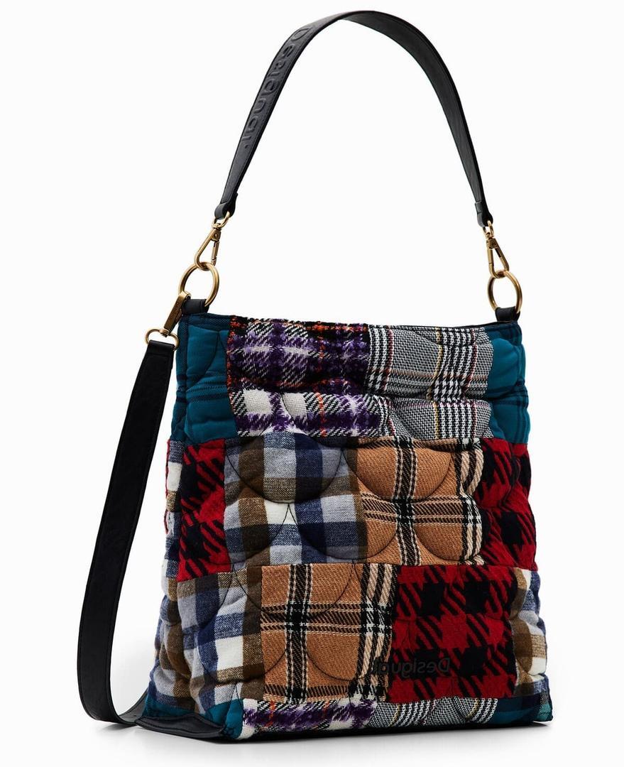 Bolso saco grande tartán de Desigual