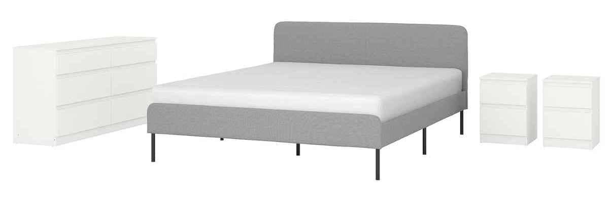 Muebles dormitorio j4, Knisa gris claro/blanco SLATTUM / KULLEN