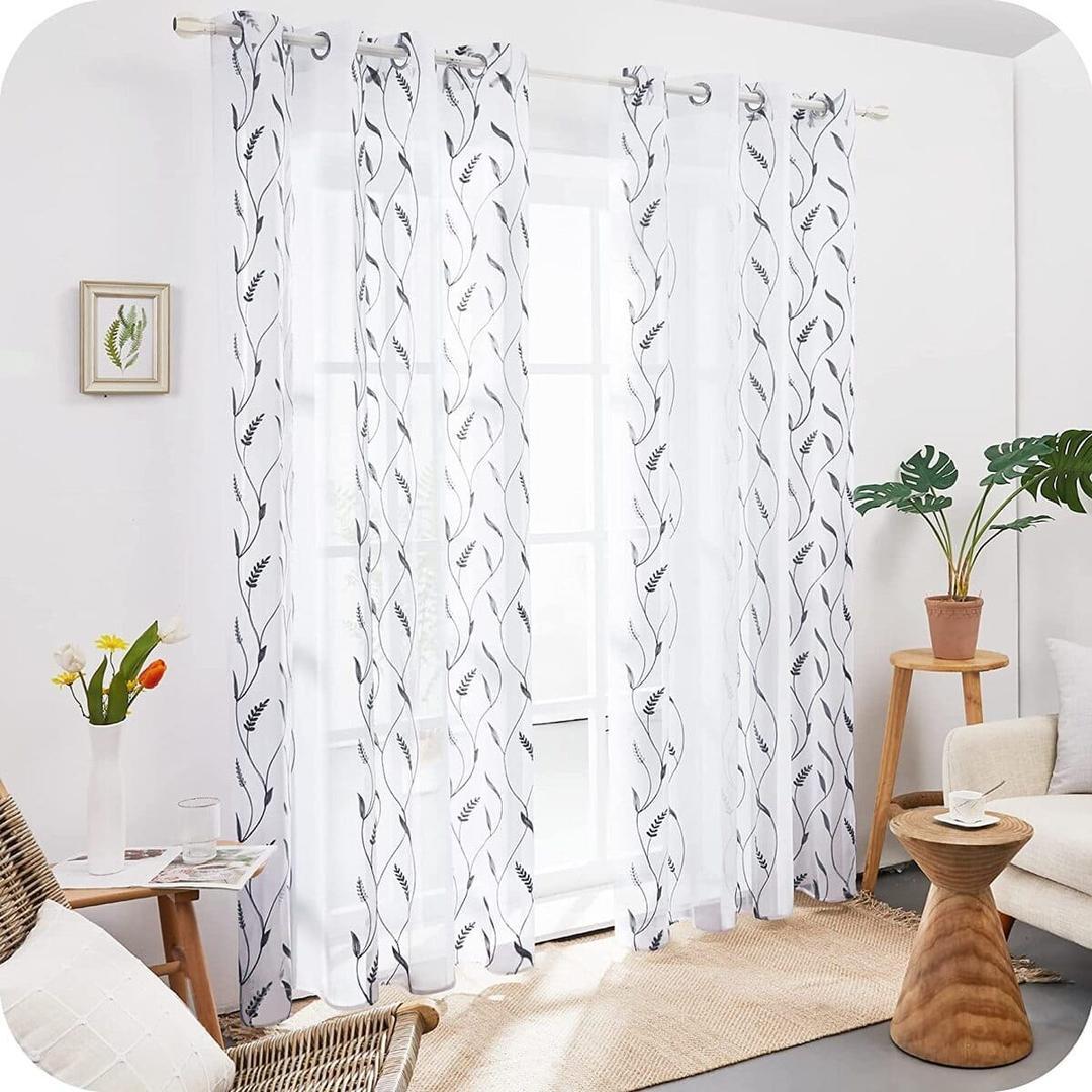 Cortinas de salón translucidas con estampado Amazon Brand
