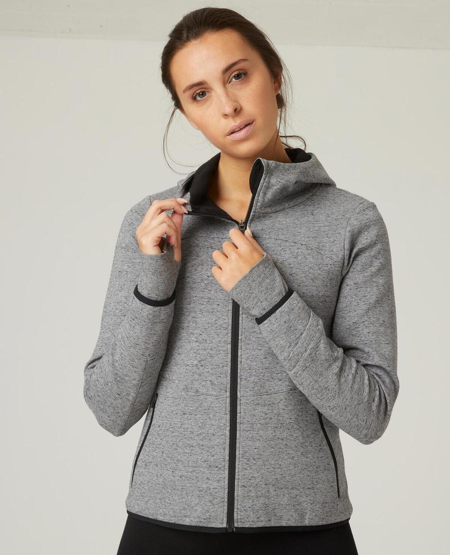 Chaqueta fitness con capucha Mujer Domyos 560 gris