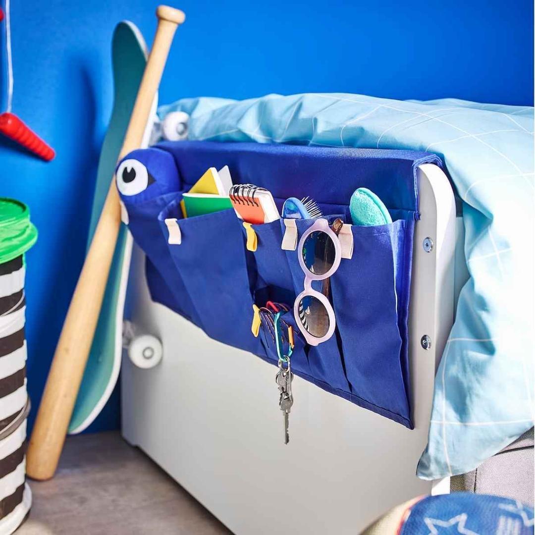 Almacenaje bolsillos cama, azul MÖJLIGHET