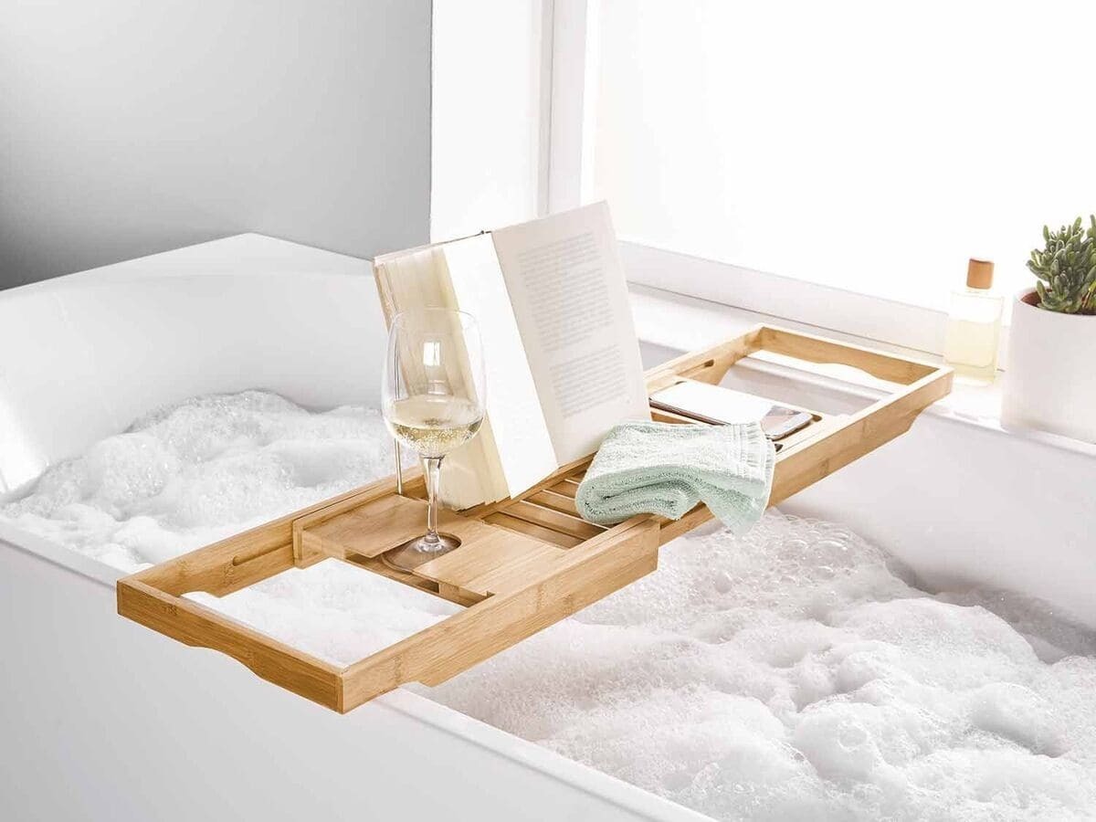 Bandeja de bambú para bañera