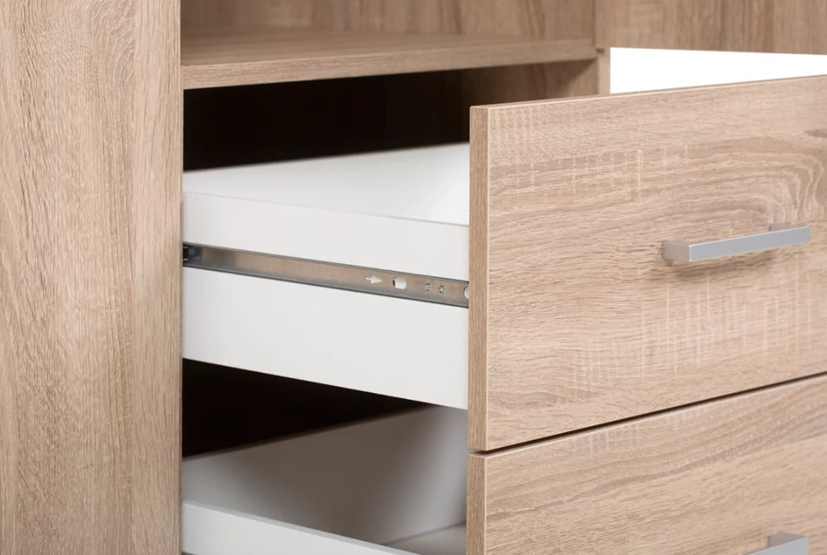 Armario Serie One roble cambrian abatible 3 puertas y 2 cajones de Leroy Merlin