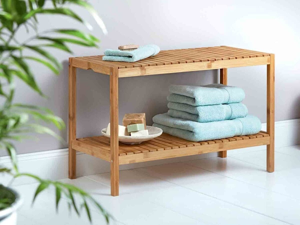 Banco de almacenaje elaborado en bambú