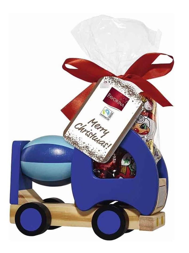 Juguete de madera con chocolates