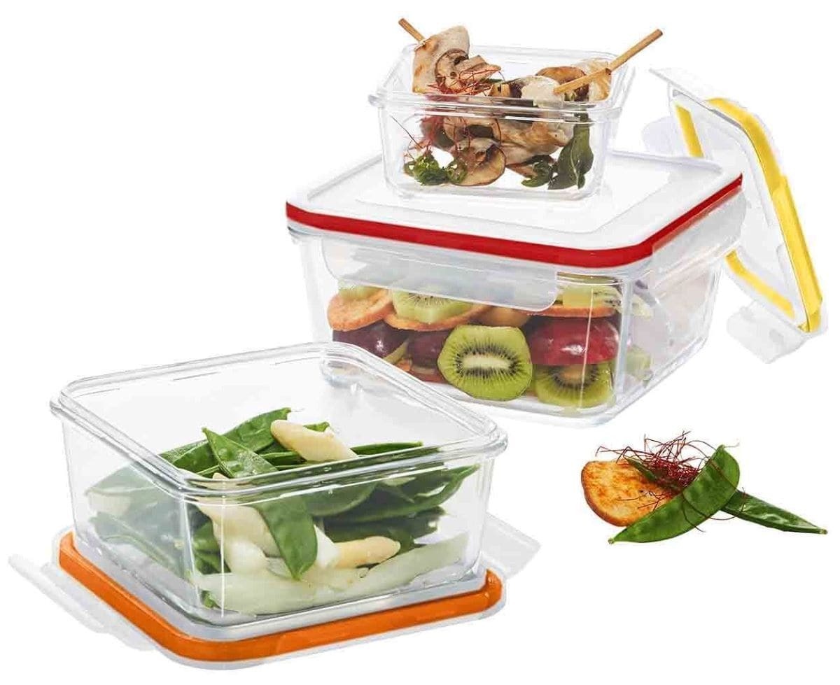 Set de recipientes portalimentos de vidrio