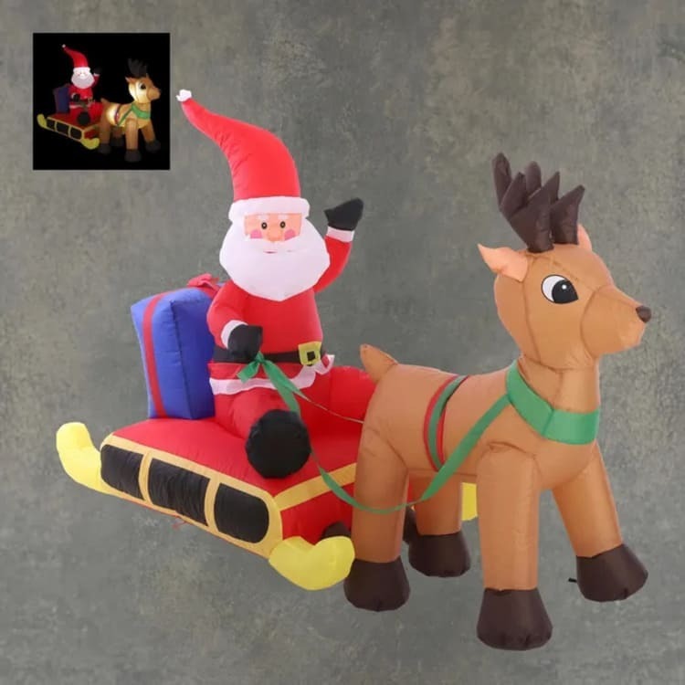 Trineo con Papa Noel hinchable