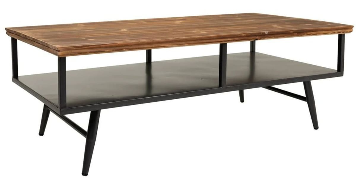 Mesa auxiliar de metal y madera gris