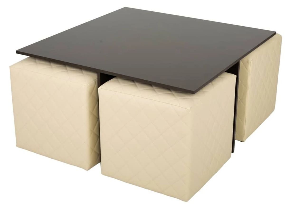 Mesa y 4 taburetes tapizados