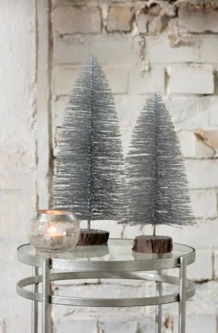 Set de 2 mesas auxiliares Laure espejo hierro plata