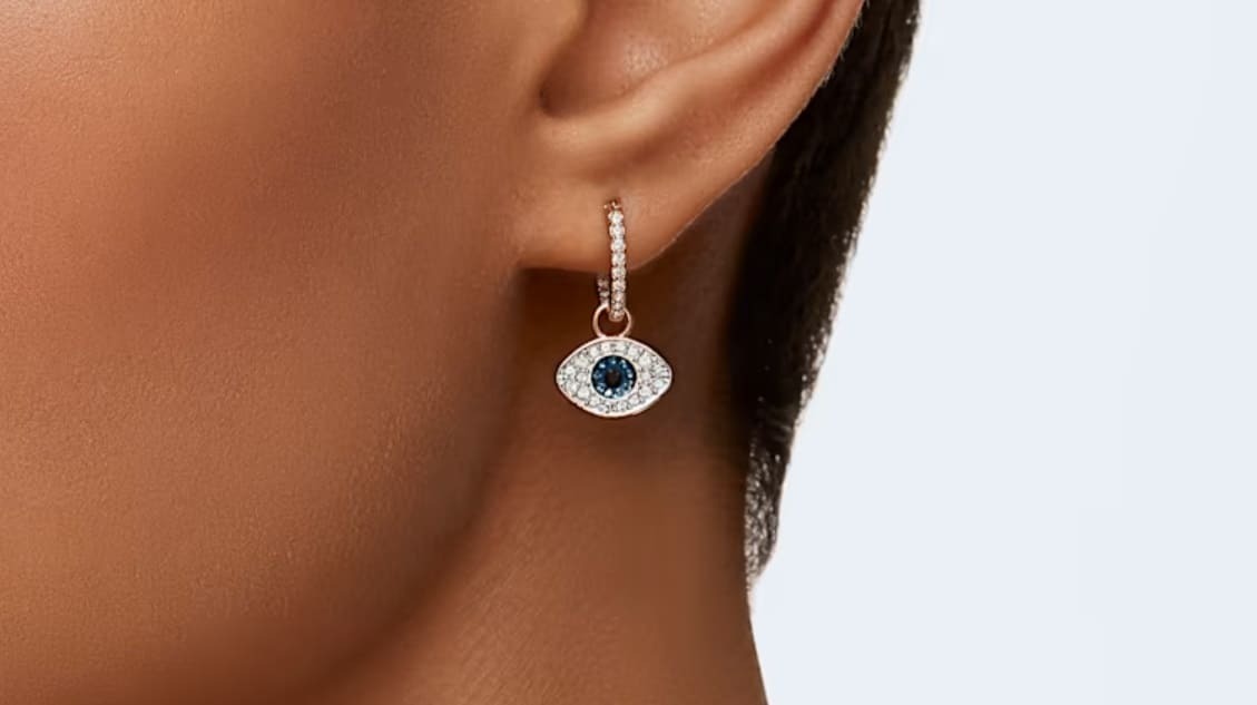 Pendientes de aro con ojo turco de Swarovski