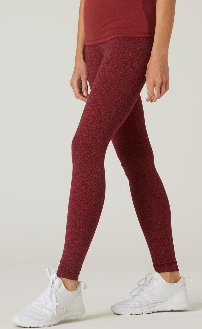 Leggings mallas fitness algodón Mujer Domyos Fit+ burdeos