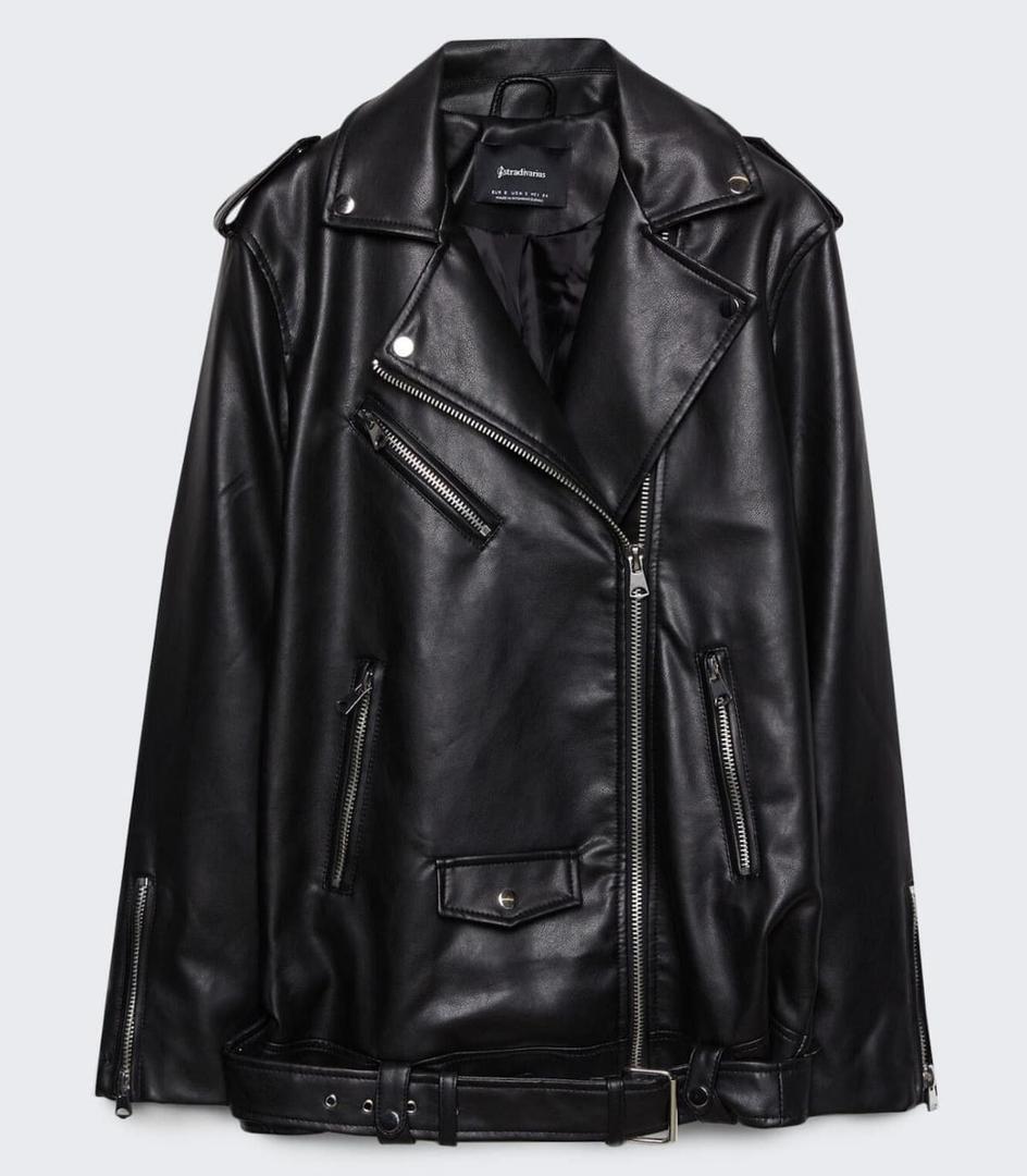Cazadora biker oversize efecto piel de Stradivarius