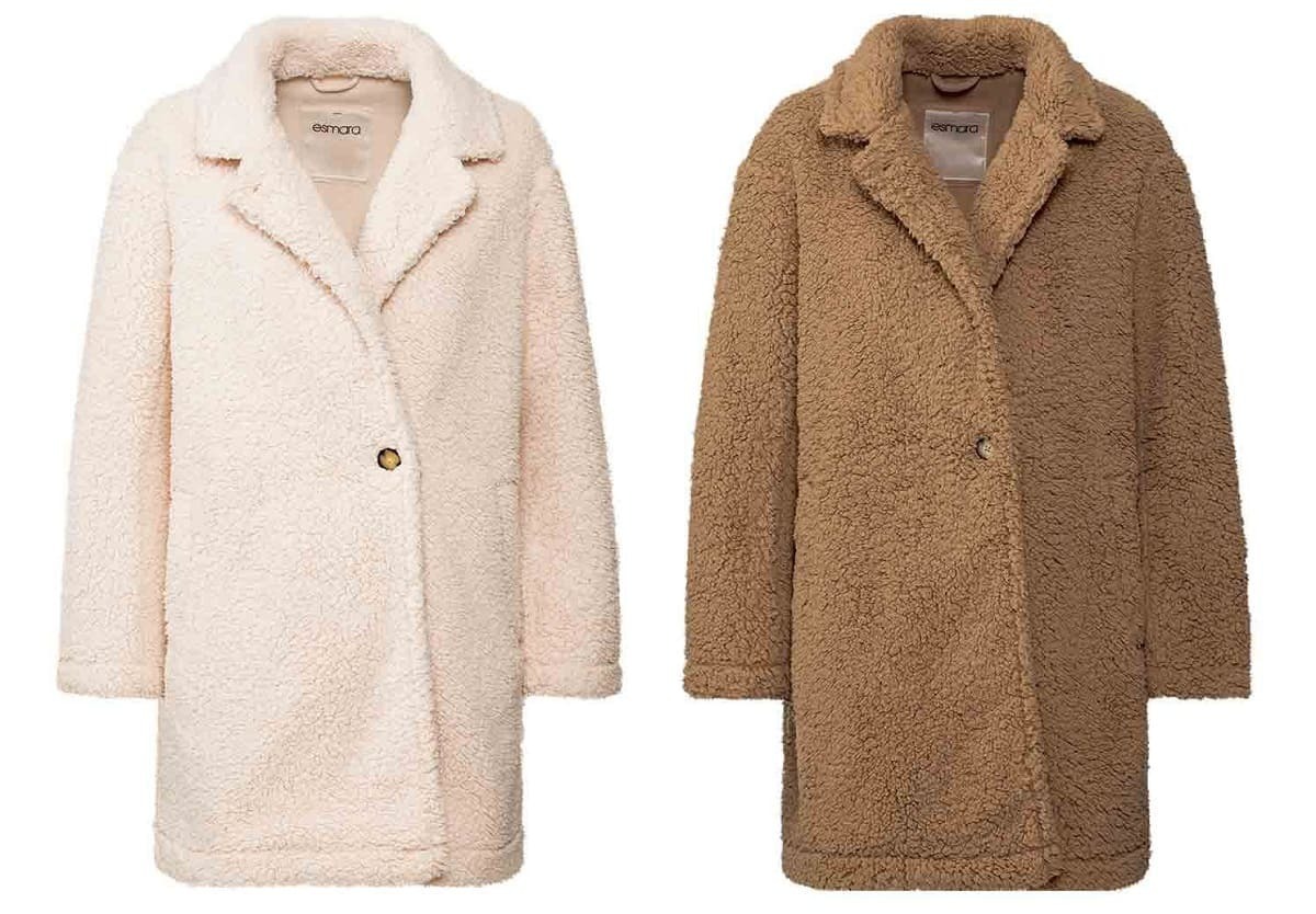 Abrigo de solapa clásico de borreguito de Lidl